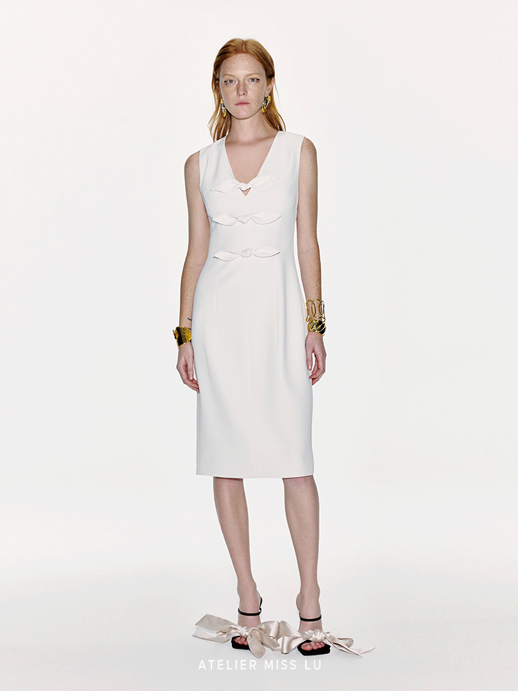 ATELIER MISS LU Ribbon Receiver Waist Sleeveless Dress - CRAIG.