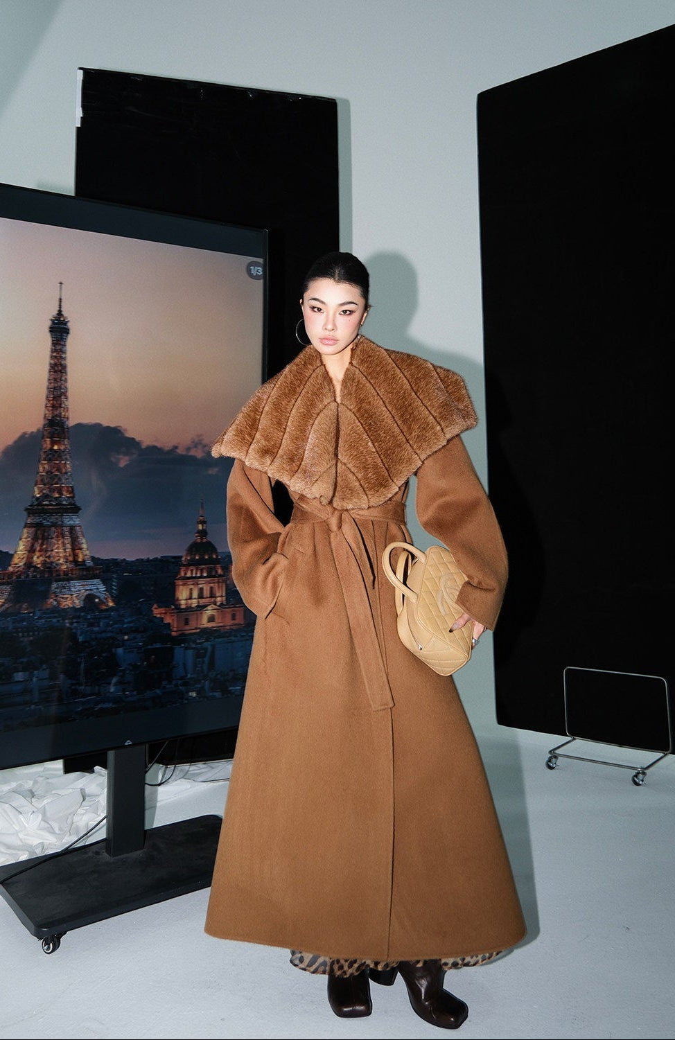 MEI SANGUAN fur collar retro woolen jacket - TYLER