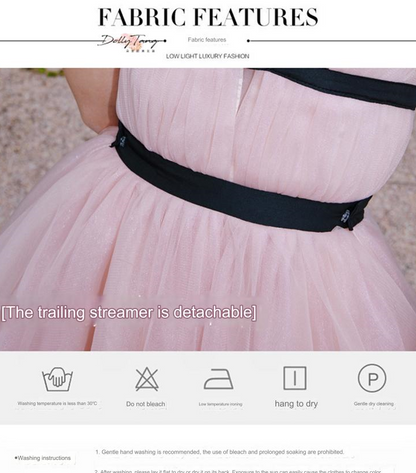 DOLLY High End Pink Sleeveless Mesh Puffy Tutu Trail Birthday Dress-ISIDORA