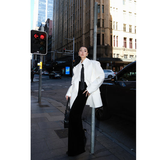 MEI SANGUAN Silhouette Blazer & Floor-Length Skirt Suit Set - BARRY