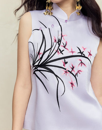 HECO sleeveless purple black white vest top women - waters.