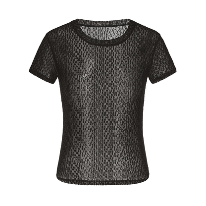 ATELIER MISS LU Logo Flocking Design Sheer Top -STRINGS.