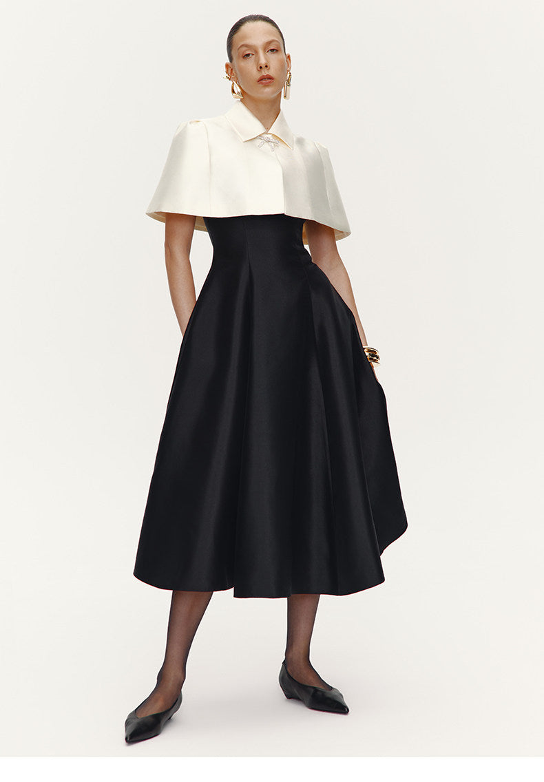 ATELIER MISS LU [Cloud Princess] rhinestone embellishment glossy cape crop top - SILL.