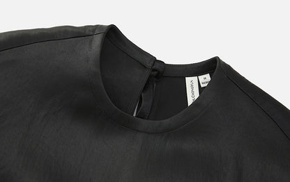 ZHUCHONGYUN black half sleeved crew neck top-CUB.