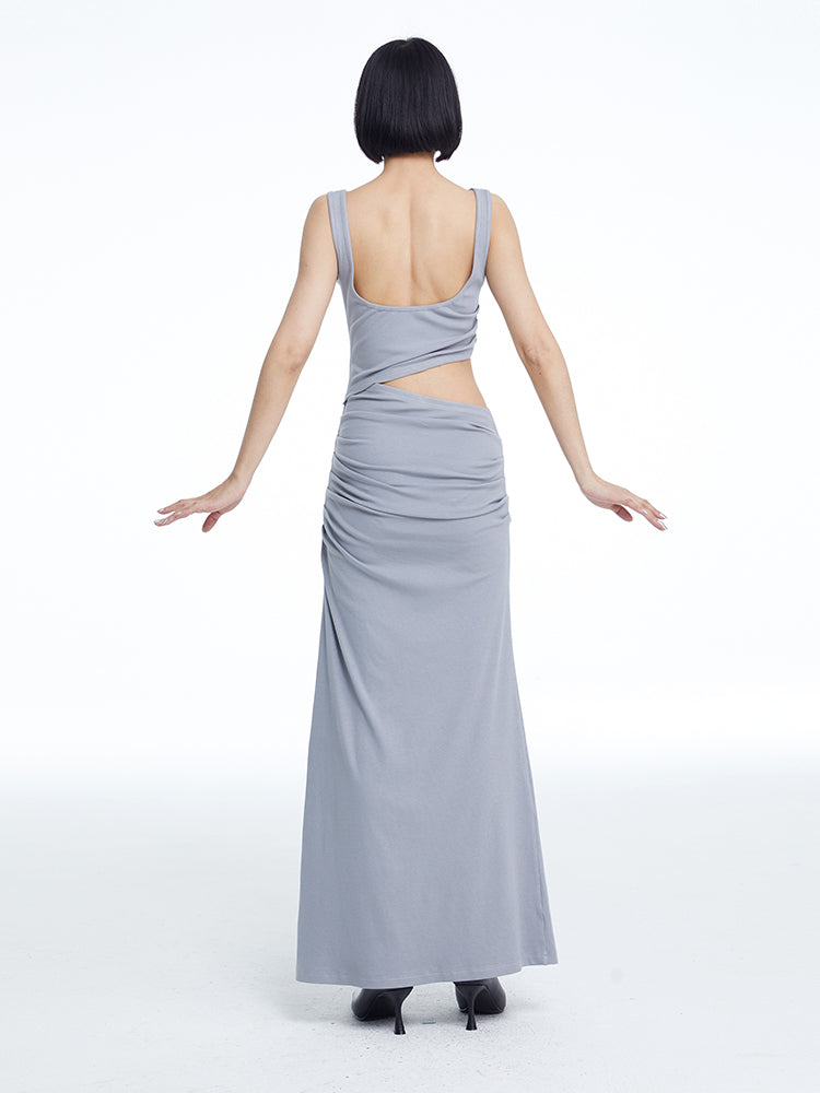 TINY IN knitted faux two-piece women's pleated long dress -CHARMY