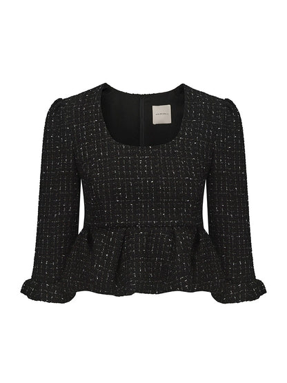 ATELIER MISS LU autumn three-dimensional bud hem tweed crop top - simon.