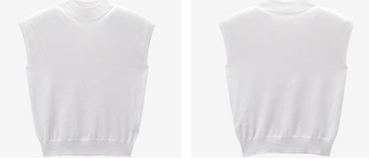 COMME MOI Lv Yan designer spring women's half-high neck slim fit seamless knit top - MAEVE.