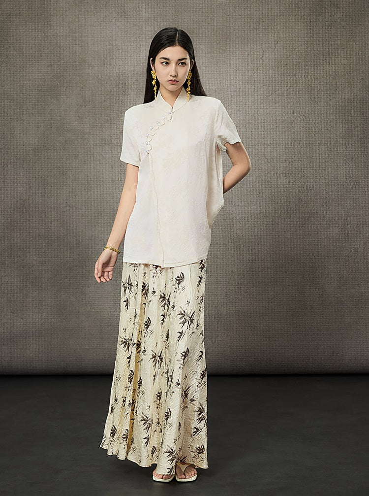 HECO Flower Branch Dark Pattern Short Sleeve Collar Shirt - CHANTS.