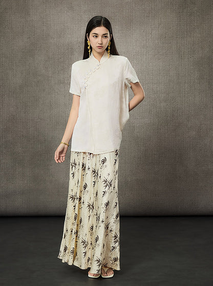 HECO Flower Branch Dark Pattern Short Sleeve Collar Shirt - CHANTS.