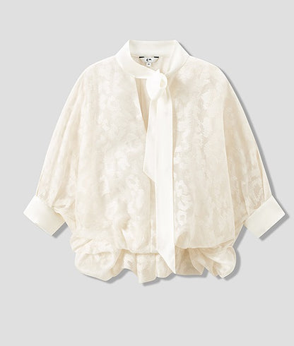 COMME MOI sexy silk embroidered blouse top - MARK.