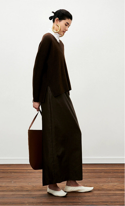 ZHUCHONGYUN V-neck sweater yak velvet knitted top--ERINA.