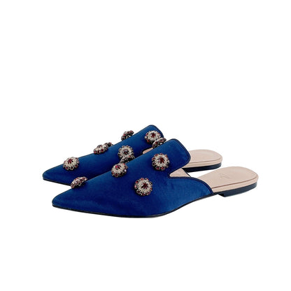 B-FEI French rhinestones vintage pointed toe mules-PENKI.