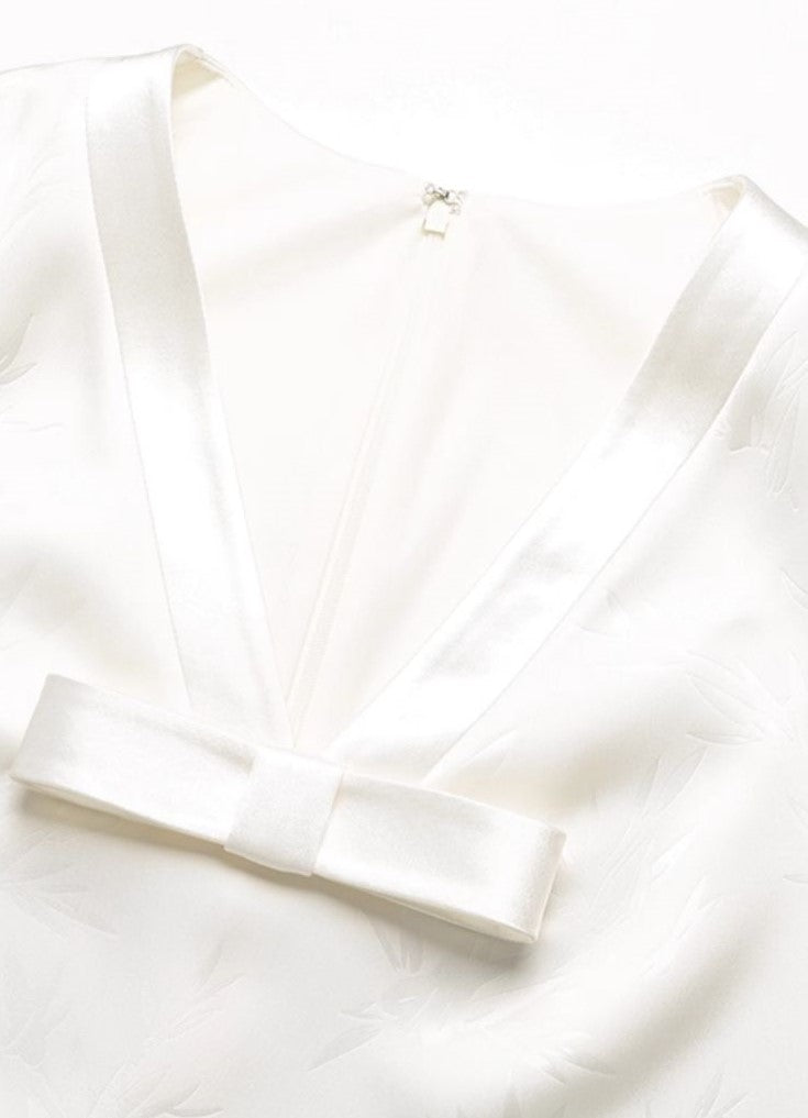 YES BY YESIR |  V-Neck Bow Short Sleeveless Dress - MEILING.