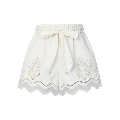 FAME Court Style Hollow Embroidered Contrast Brim Shorts Slacks - LAWSON