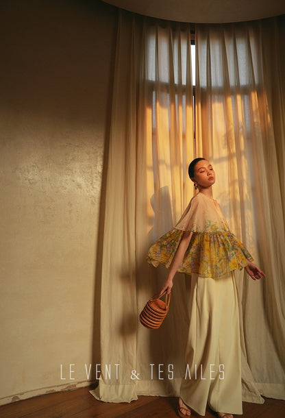 LE VENT&TES AILES Artistic 100% Silk  floral Printed Dress - NINA