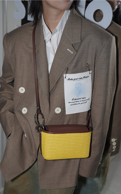 IUBALLET Elegant Woven Small Square Bag - YELLOW.