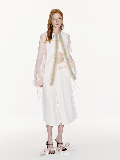 ATELIER MISS LU Tulle Latiered Panelled Long-Sleeved Top - BAILEY