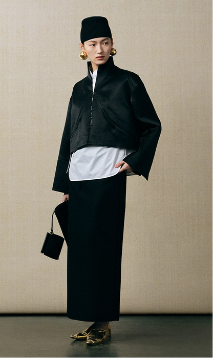 ZHUCHONGYUN minimalist placket short flared sleeve mandarin top-CHUNG.