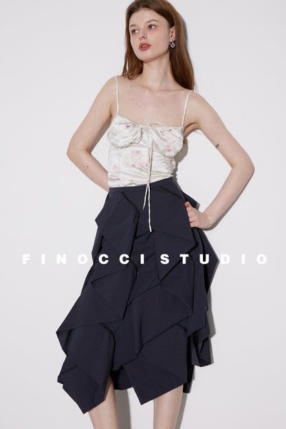 Premium striped jacquard minimalist statement  high-rise skirt - Tiko