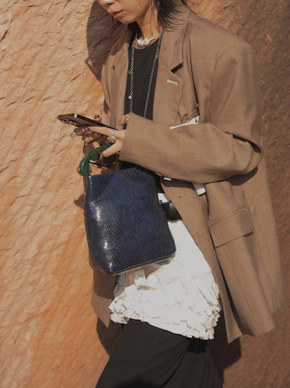 IUBALLET new old money style snake print leather handbag - PARAK.