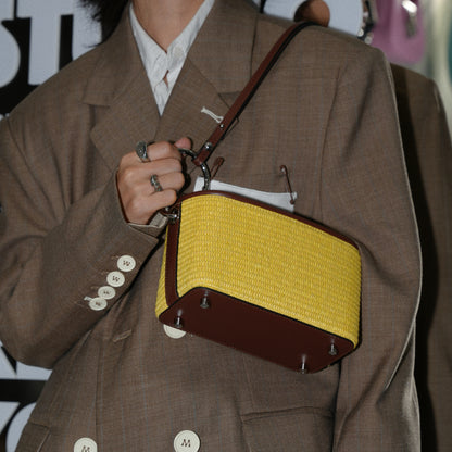 IUBALLET Elegant Woven Small Square Bag - YELLOW.
