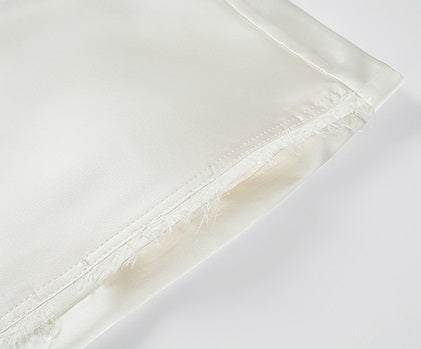 COMME MOI summer texture stitched satin straight-leg pants - ELIZABETH.