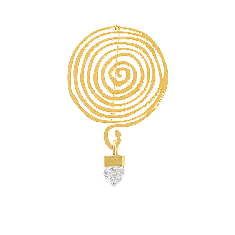 TUYUE Brass Gold Plated Energy Structure Natural Brooch Pendant- LUNA.