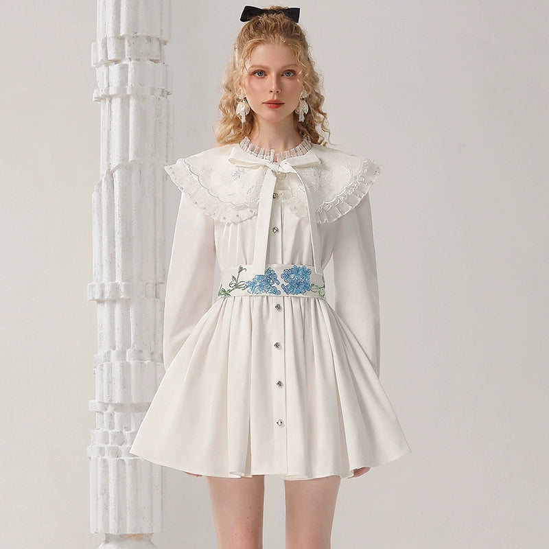 CHECOCRE Elegant Embroidered Sequins Contrast Waist Princess Dress - INVADE