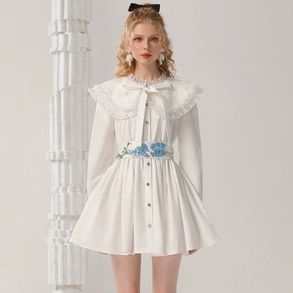 CHECOCRE Elegant Embroidered Sequins Contrast Waist Princess Dress - INVADE