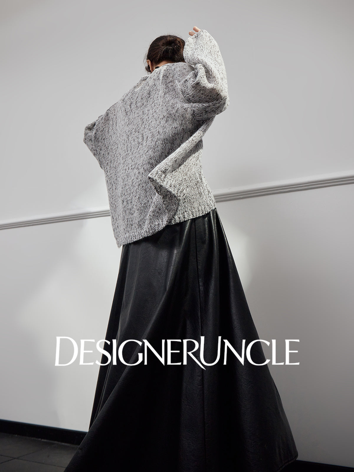 DGU "Molan" dark gray new lazy wind versatile high-end two-piece set - William.