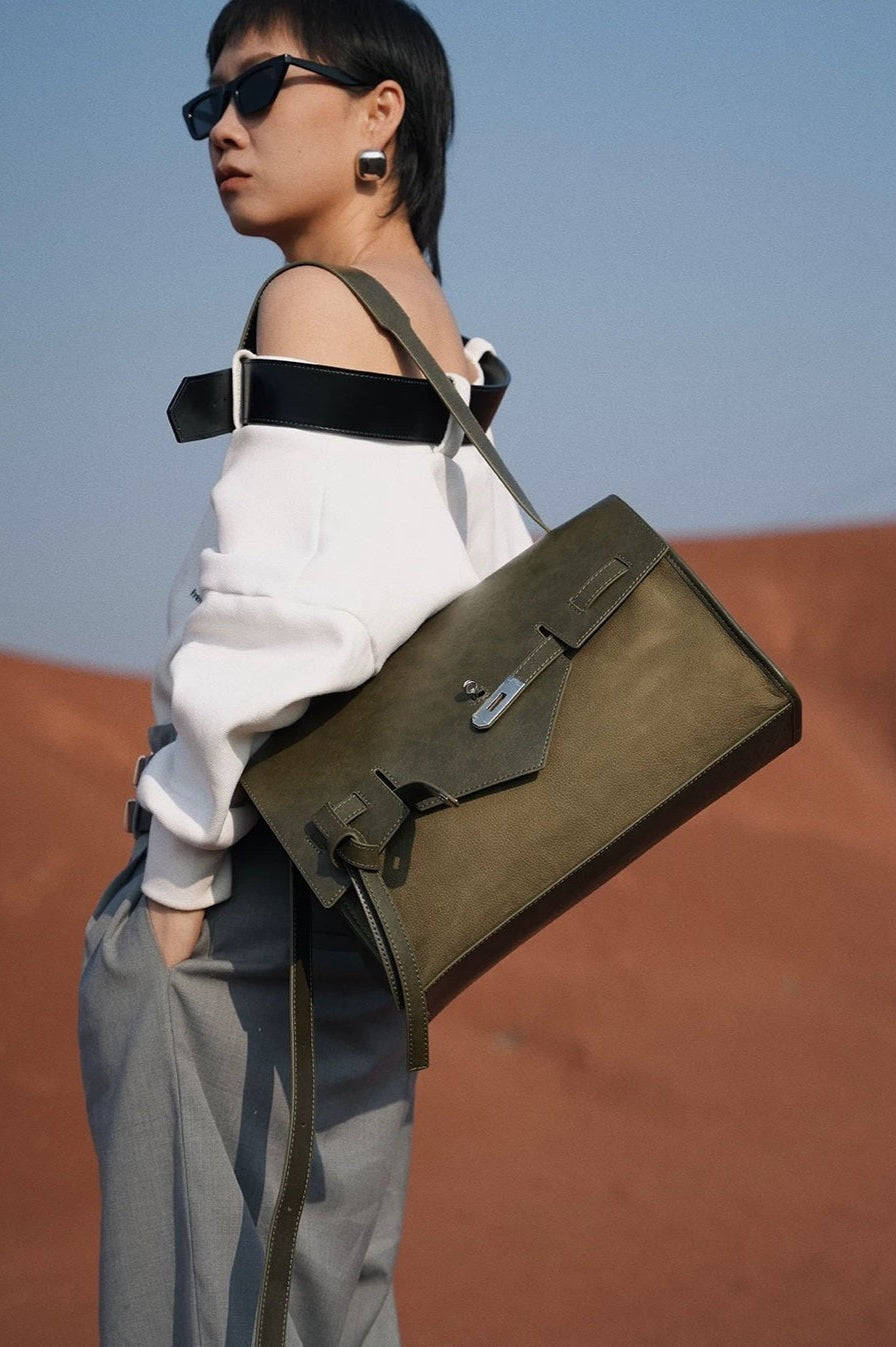 IUBALLET Genuine Leather Commuter Shoulder Tote Bag - PSALM.