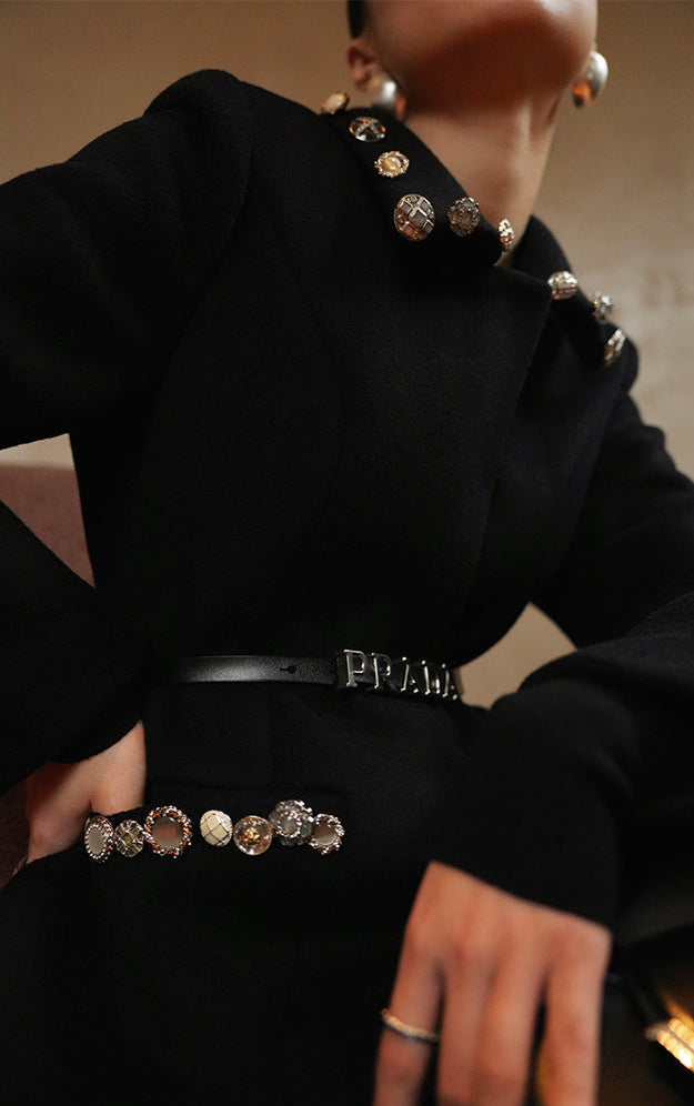 LE VENT&TES AILES Classic Stone button Wool Tweed Jacket Coat -INES