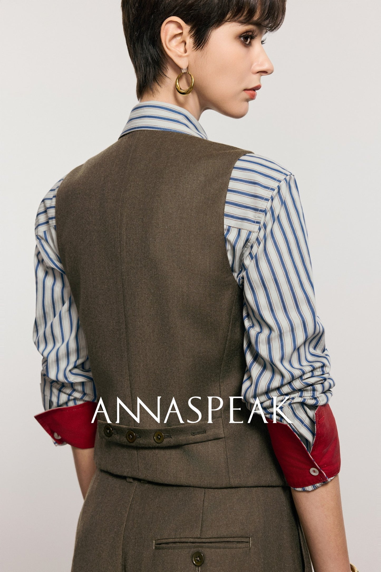 ANNASPEAK Worsted Wool Flannel Suit Vest Pants Set-OSAR.