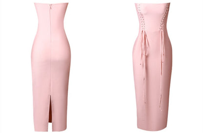 DOLLY Elegant Sleeveless Off Shoulder Tube Top Sexy Backless Midi Dress-XENNY