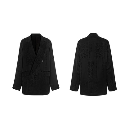 TUYUE Calligraphy Acetate Satin Casual Silhouette Blazer - LILY.