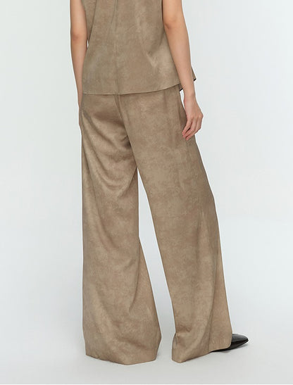 COMME MOI  mulberry silk pleated wide-leg pants - CHARITY.