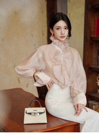 ATELIER MISS LU Court Wind Pleated Design Shirt Top - AUDIT