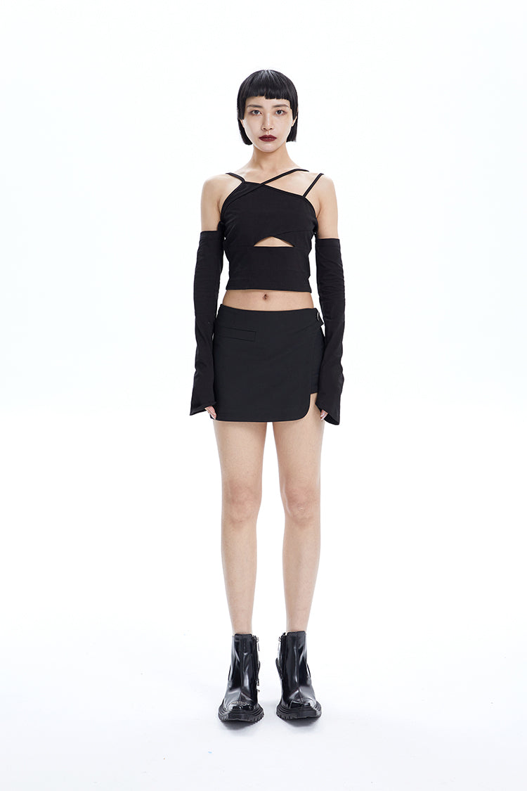 TINY IN Detachable Sleeve Women's Short Cut-out Top -YOYO