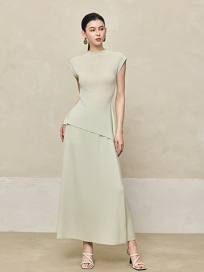 HECO High-waisted Draped Maxi Tencel Knitted Skirt - THERE.