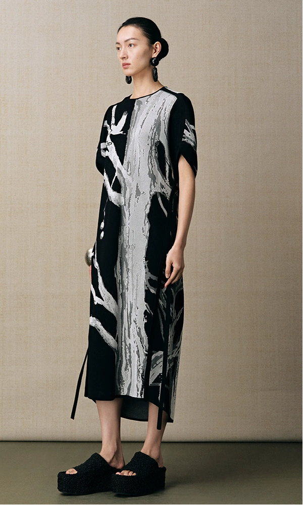 ZHUCHONGYUN new Chinese jacquard waist knit dress--URYUU.