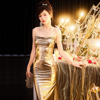 DOLLY Elegant Retro Backless Sleeveless One Shoulder Long Dress-MILA  (V)