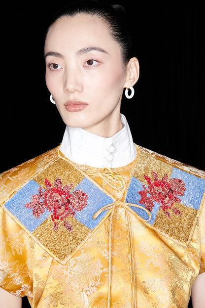 M essential Mackay designer Tan-e jacquard tile beads decorative collar - THANKS.