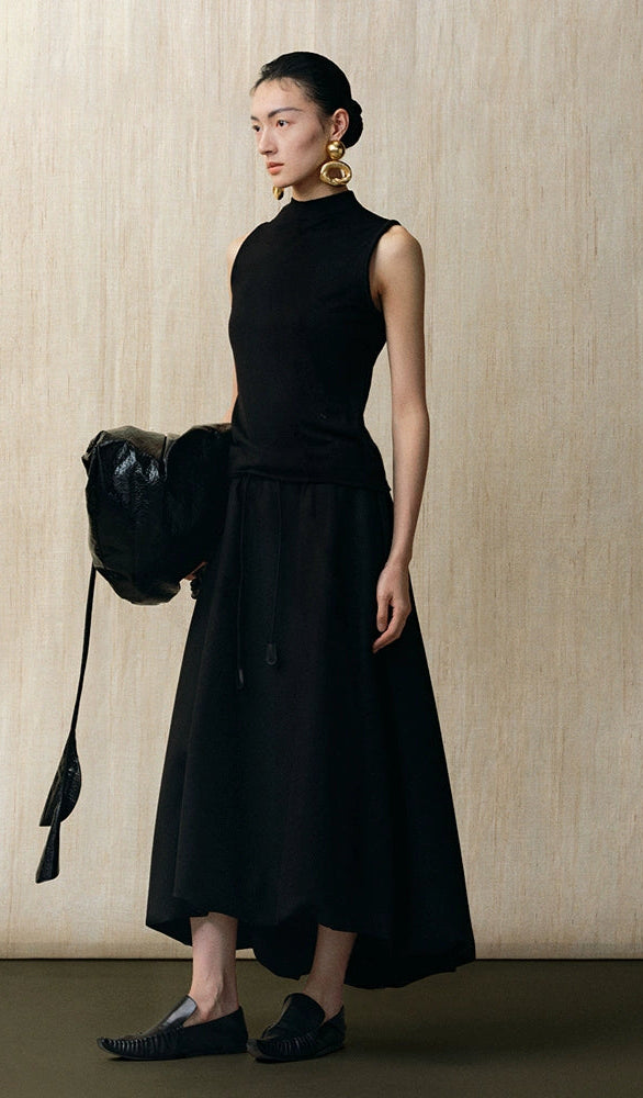 ZHUCHONGYUN loose bud mid-length black sheep wool skirt- HACHI.