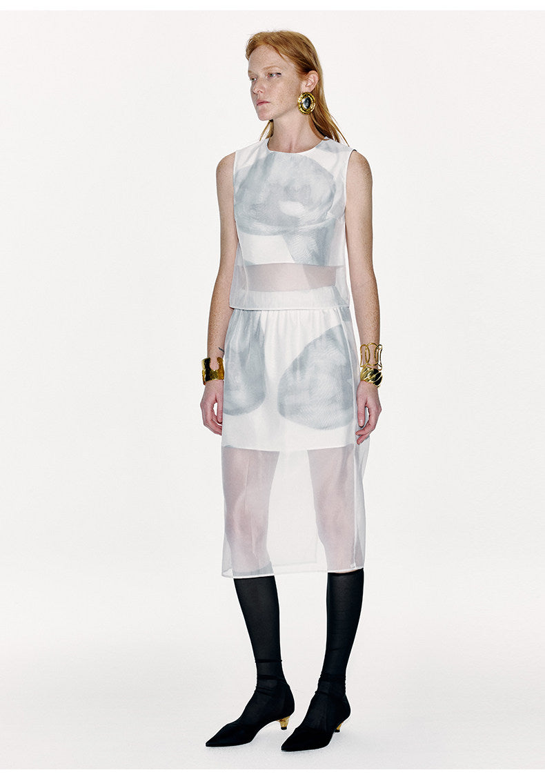ATELIER MISS LU Calla Lily Print Fake Two-Piece Skirt - SARAH.