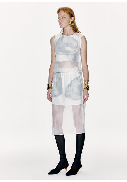 ATELIER MISS LU Calla Lily Print Fake Two-Piece Skirt - SARAH.
