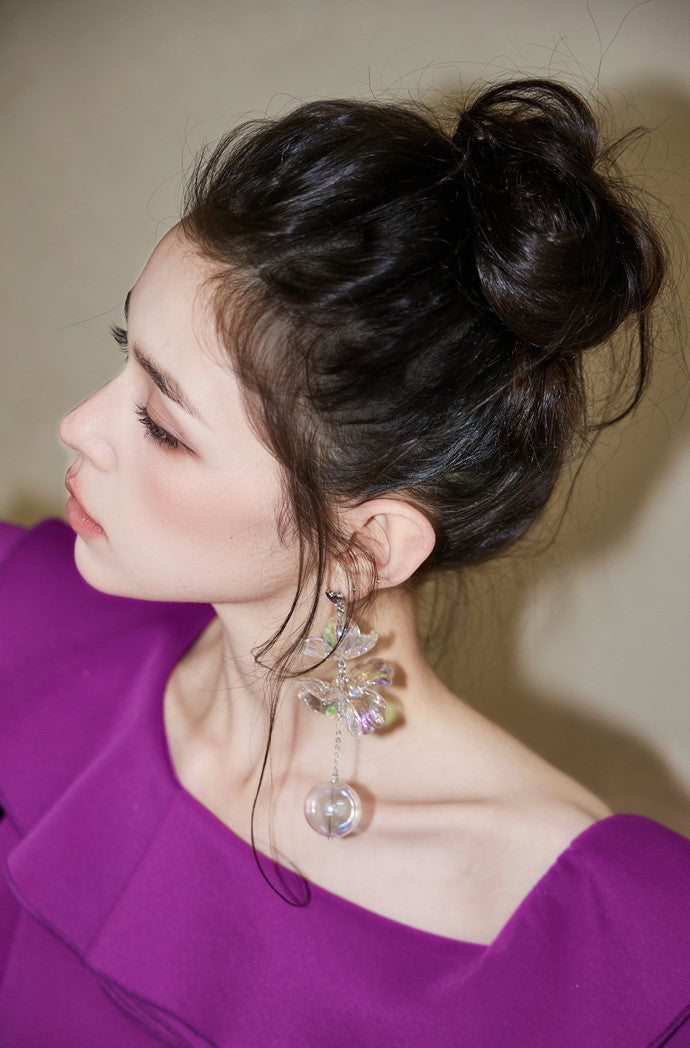 DOLLY High End Purple Ruffled Square Collar Slim Fit Formal Dinner Dress-ANGELIKI