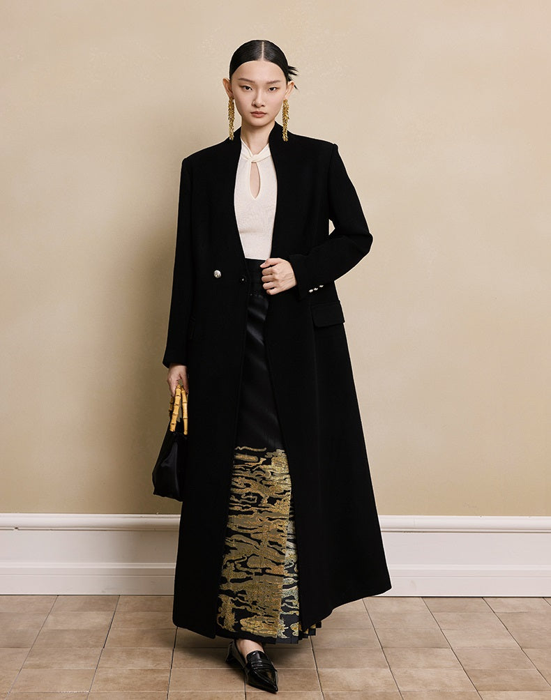 HECO red black white wool Blend twisted cut-out stand collar long-sleeved Knit- secret.