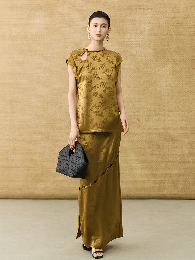 HECO Chinese Acetate Fugui Buckle Short Sleeve T-Shirt - CLOVE.