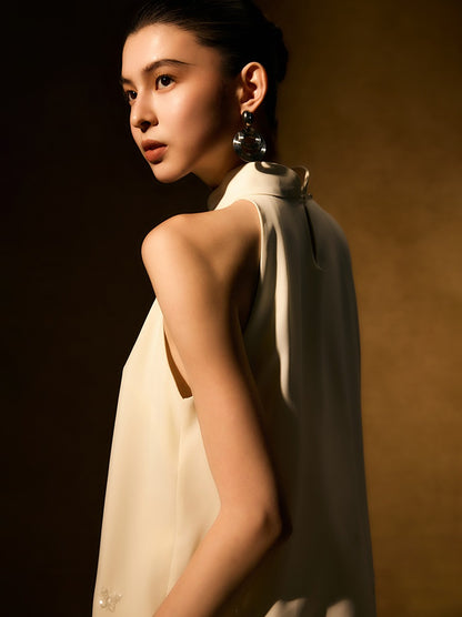 HECO Chinese butterfly sequin fake two-piece dress - CROWN.