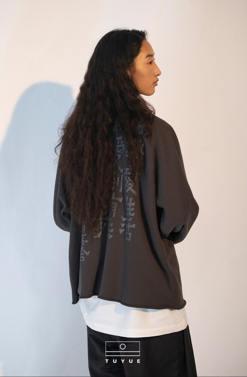 TUYUE Grey Heavy Cotton Small Turtleneck Relaxed Sweatshirt - DAWN.